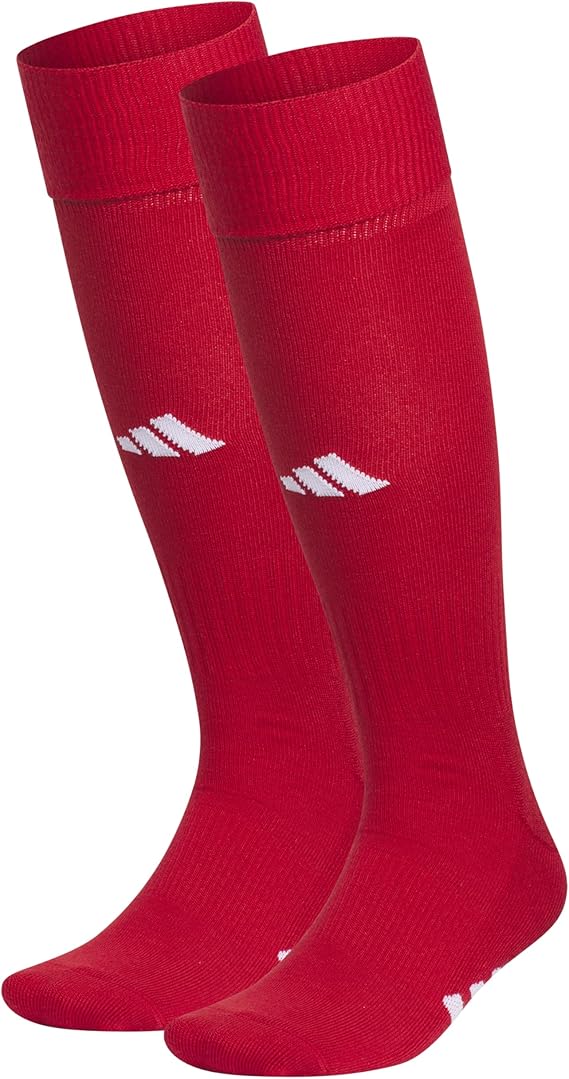 adidas Unisex Rivalry Soccer Socks (2 Pairs) Over-the-Calf RED WHITE Rivalry Soccer Unisex Socks adidas