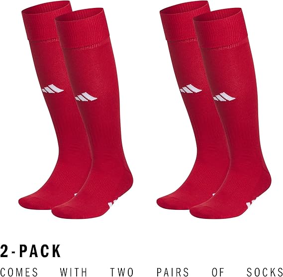 adidas Unisex Rivalry Soccer Socks (2 Pairs) Over-the-Calf RED WHITE3 Rivalry Soccer Unisex Socks adidas
